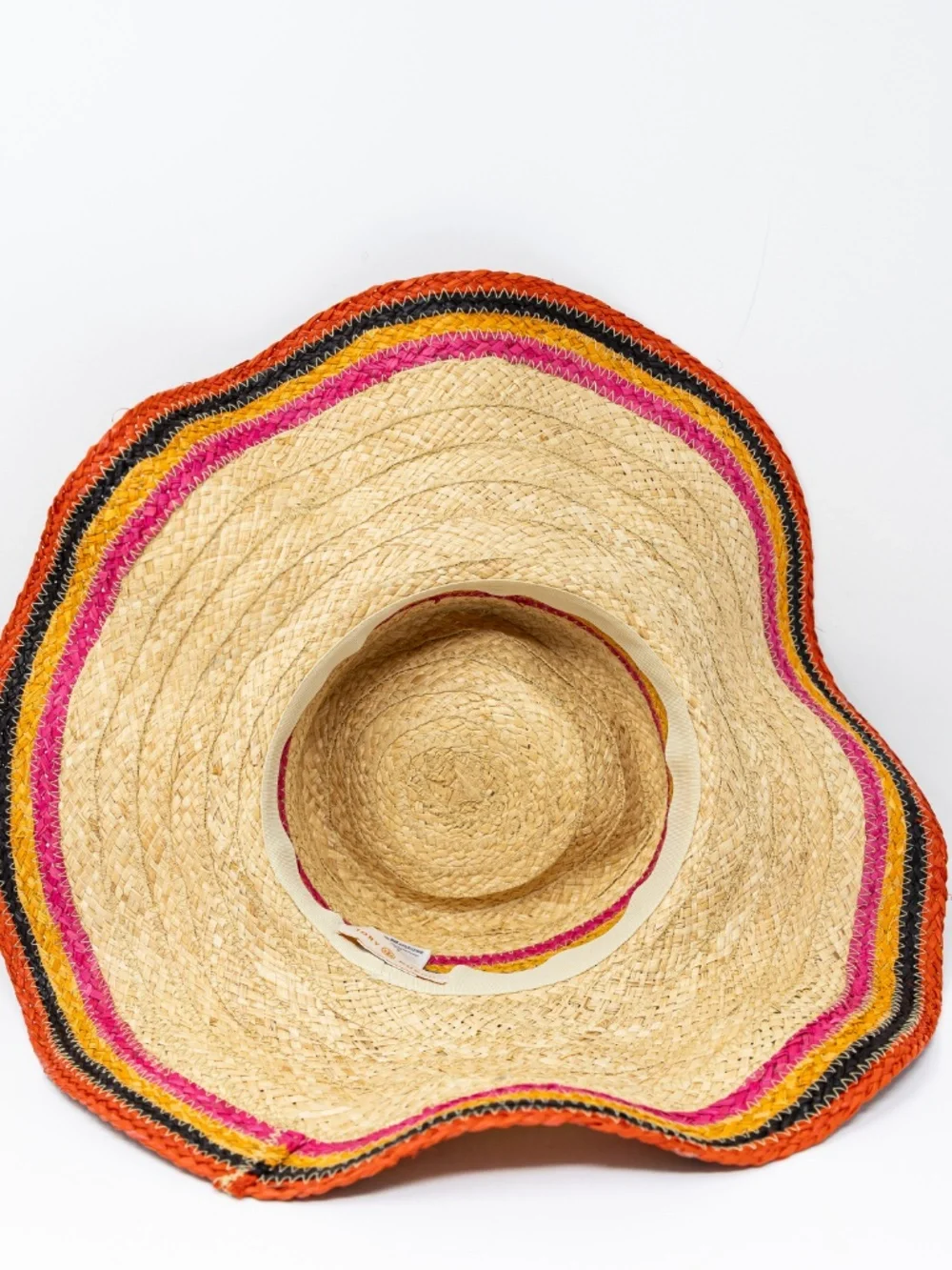 Tory Burch Straw Braided Woven Oversized Neutral Multi Color Sun Hat Accessory